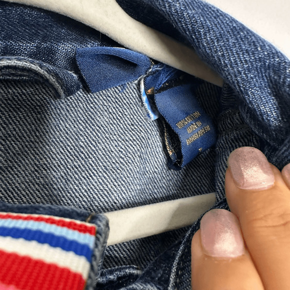 VTG 90s OSHKOSH B'GOSH JEAN JACKET Rainbow ribbons cotton denim girls 7 - Picture 4 of 5